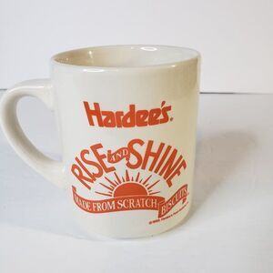 Retro Orange Hardee's Rise & Shine Mug 90s Restaurant Coffee Cup
